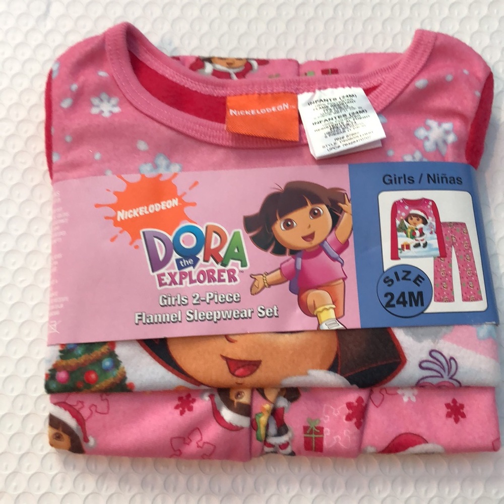 Dora The Explorer 2 Piece Flannel Pajama Set Girls 24 Months New With Defects